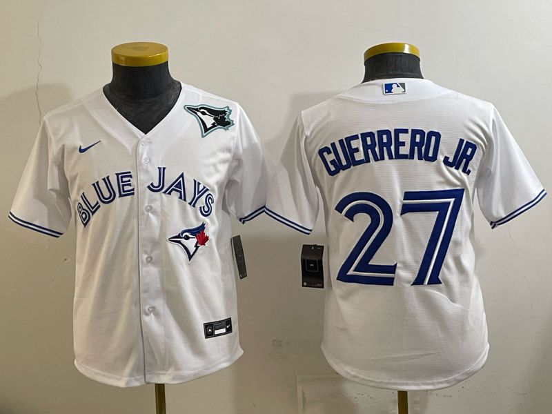 Youth 2025 Nike Toronto Blue Jays #27 Guerrero jr White Game MLB Jersey 04